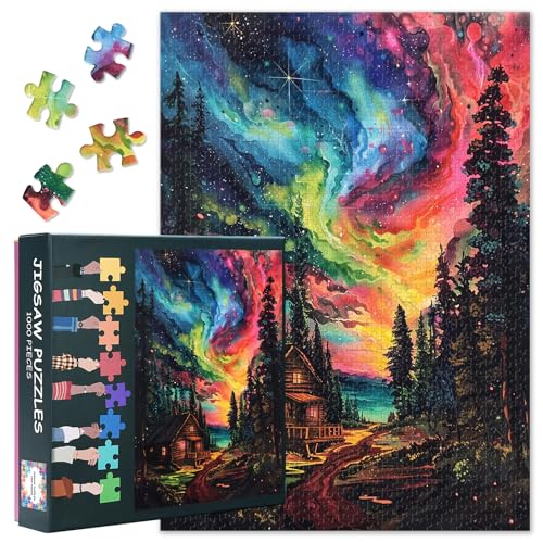Puzzle 1000 Teile Erwachsene Bunte Aurora herausfordernde Puzzles für Erwachsene, 27,5x19,7 Zoll Puzzle Spiel für Frauen Home Decoration Geburtstagsgeschenk (Landschaft Serie) von TISHIRON