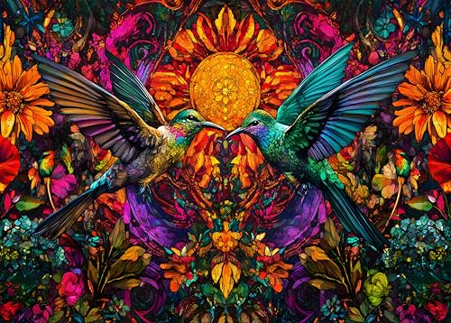 Puzzle 1000 Teile Erwachsene Bunter Kolibri Puzzle Ab 6 Jahre Für Mädchen Kolibri Puzzles Perfekt Für Spieleabende Lernspielzeug Heimdekorationen, 50x70cm von TISHIRON