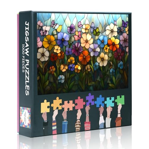 Puzzle 1000 Teile Erwachsene Buntglasblume - 1000-teiliges Puzzles, schwer unmöglich schwierig herausfordernde Puzzle Floral Thema (70 x 50 cm), Familie Spielabend Geschenk & Home Decor von TISHIRON
