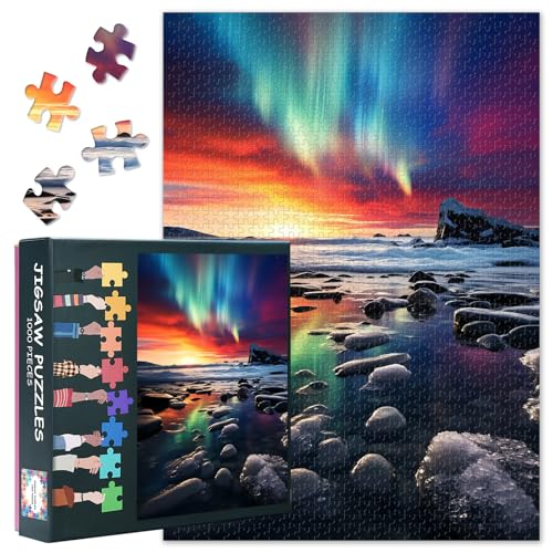 Puzzle 1000 Teile Erwachsene - Herausfordernde Puzzles Nordlichter & Eislandschaft Kunst, 70 x 50 cm 1000-teiliges Puzzle Familie Spielabend Geschenk für Männer & Frauen von TISHIRON