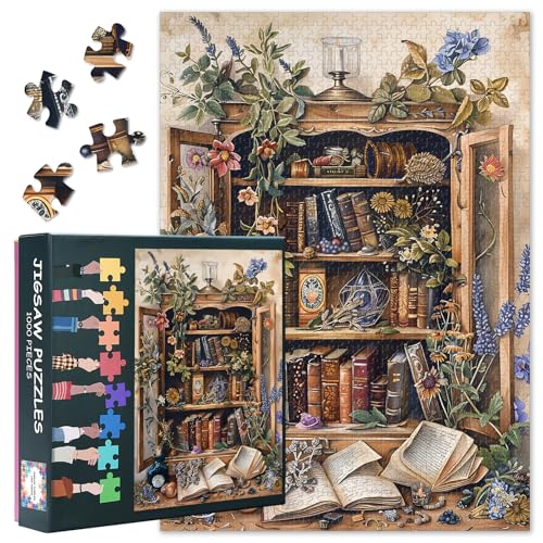 Puzzle 1000 Teile Erwachsene - Jigsaw Puzzles Bücherregal Kunst, 27.5x19.7 Inch Botanical Design schwer herausfordernde Puzzle Familienspiel für Männer & Frauen (Home Decor Geschenk) von TISHIRON