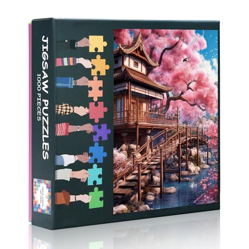 Puzzle 1000 Teile Erwachsene Kirschblütenlandschaft, Herausfordernde Puzzles für Erwachsene Fantasy-Landschaftskunst, Familien einzigartiges Wohnzimmerdeko-Geschenk (70 x 50 cm) von TISHIRON
