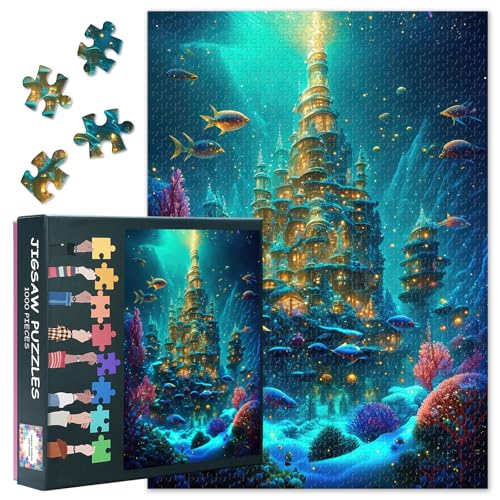 Puzzle 1000 Teile Erwachsene - Ocean Castle & Unterwasser Abenteuer, 70 x 50 cm Schwierige 1000 Stück Puzzles für Erwachsene Sea Life Home Decor Geschenk von TISHIRON