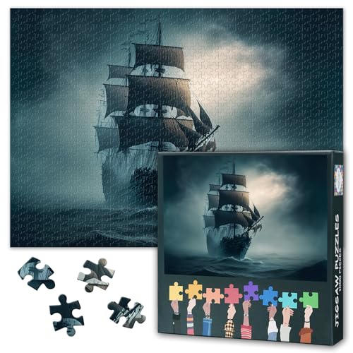 Puzzle 1000 Teile Erwachsene - Puzzlespiel Piratenschiff Kunst, 70 x 50 cm Hard Impossible Difficult Challenging Puzzle Familienspiel für Männer & Frauen (Home Decor Geschenk) von TISHIRON