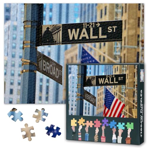 Puzzle 1000 Teile Erwachsene - Wall Street 1000 Teiles Puzzle für Erwachsene und Kinder ab 9 Jahren New Yorker Börse Geschicklichkeitsspiel für die ganze Familie Fertige Größe 50x70cm von TISHIRON