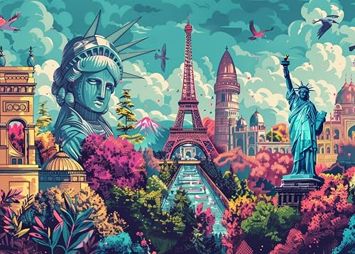 Puzzle 1000 Teile Erwachsene - Weltweite Reisen 1000 Teiles Puzzle für Erwachsene Eiffelturm Globale Attraktionen Geschicklichkeitsspiel für die ganze Familie Fertige Größe 50x70cm Puzzle 1000 Teile Erwachsene - Weltweite Reisen 1000 Teiles Puzzle für Erwachsene Eiffelturm Globale Attraktionen Geschicklichkeitsspiel für die ganze Familie Fertige Größe 50x70cm von TISHIRON