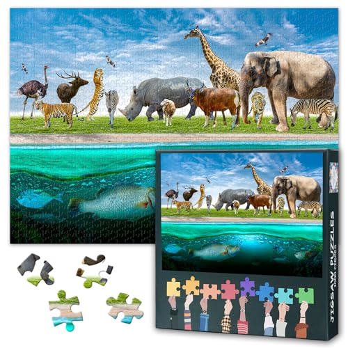 Puzzle 1000 Teile Erwachsene - Wildlife Animal Kingdom (Schwerer Schwierigkeitsgrad), 70 x 50 cm 1000-teiliges Puzzles für Erwachsene Herausforderung Familie Lernspiele & Home Decor Geschenk von TISHIRON