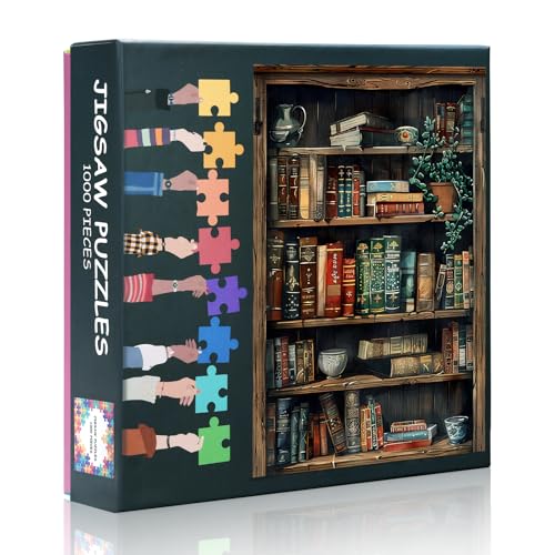 Puzzle 1000 Teile Erwachsene - herausfordernde Puzzle Bücherregal Kunst, 70 x 50 cm Familie Lernspiel & einzigartige Wohnzimmer Dekoration Geschenk (Vintage Books Series) von TISHIRON
