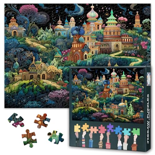 Puzzle 1000 Teile Fantasy Welt magische Szene mit verzauberten Charakteren abenteuerliche Liebesgeschichte mysteriöses Märchen Motiv für Erwachsene Geschenkidee Dekoration 70 x 50 cm von TISHIRON