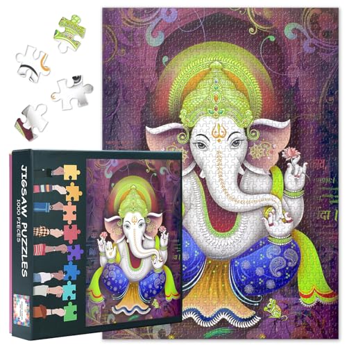 Puzzle 1000 Teile Lord Ganesha Gemälde Indische Kunst Hindu Gott Deko Wandkunst Puzzlespiel für Erwachsene Familienspaß Geschenk 27,5x19,7 Zoll Puzzle 1000 Teile Lord Ganesha Gemälde Indische Kunst Hindu Gott Deko Wandkunst Puzzlespiel für Erwachsene Familienspaß Geschenk 27,5x19,7 Zoll von TISHIRON