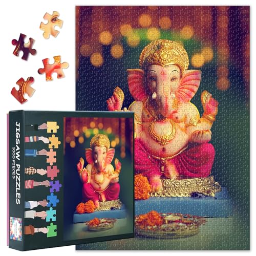 Puzzle 1000 Teile Lord Ganesha Hindu Gott Kunst Ganesha Festival Feier Indisches Kulturelles Papier Puzzle für Erwachsene Deko Spirituelle Aktivität 27,5x19,7 Zoll Puzzle 1000 Teile Lord Ganesha Hindu Gott Kunst Ganesha Festival Feier Indisches Kulturelles Papier Puzzle für Erwachsene Deko Spirituelle Aktivität 27,5x19,7 Zoll von TISHIRON