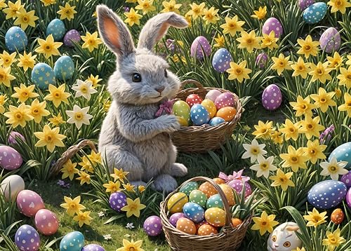 Puzzle 1000 Teile - Osterhase mit Eiern 1000 Puzzle, Geschicklichkeitsspiel für Die Ganze Familie, Osterhase Erwachsenenpuzzle ab 6 Jahre Fertige Größe 50x70cm Puzzle 1000 Teile - Osterhase mit Eiern 1000 Puzzle, Geschicklichkeitsspiel für Die Ganze Familie, Osterhase Erwachsenenpuzzle ab 6 Jahre Fertige Größe 50x70cm von TISHIRON