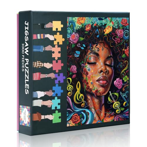 Puzzle 1000 Teile Schwarzes Mädchen, Puzzles für Erwachsene 1000 - Musik und Blumen Kunst, Schweres Unmögliches Puzzle 70 x 50 cm, Lernspiele Familie, Geschenkidee für Geburtstagsfeier Puzzle 1000 Teile Schwarzes Mädchen, Puzzles für Erwachsene 1000 - Musik und Blumen Kunst, Schweres Unmögliches Puzzle 70 x 50 cm, Lernspiele Familie, Geschenkidee für Geburtstagsfeier von TISHIRON