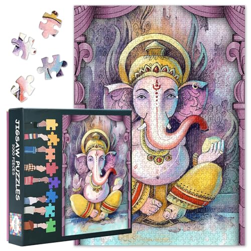 Puzzle 1000 Teile Shri Ganesha Lord Ganesha Gemälde Hindu Gottheit Kunst Indische Spirituelle Wanddekoration Meditation Geschenk Premium Qualität 27,5x19,7 Zoll Puzzle 1000 Teile Shri Ganesha Lord Ganesha Gemälde Hindu Gottheit Kunst Indische Spirituelle Wanddekoration Meditation Geschenk Premium Qualität 27,5x19,7 Zoll von TISHIRON
