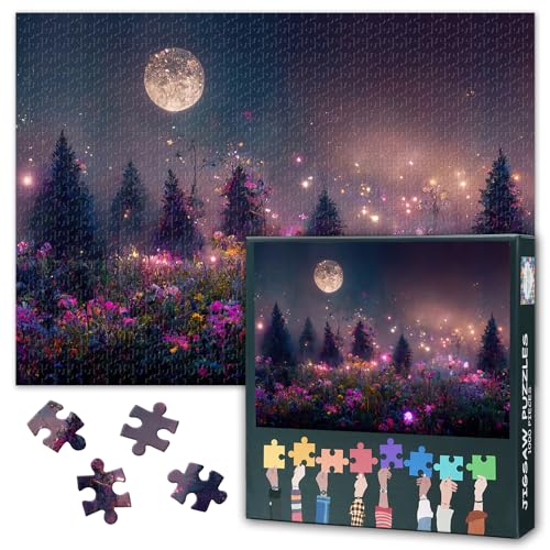 Puzzle 1000 Teile für Erwachsene, Mondlicht, Wildnis, Landschaft, Erwachsenen-Puzzle, intellektuelles pädagogisches 1000-teiliges Puzzle, fertige Größe 50 x 70 cm von TISHIRON