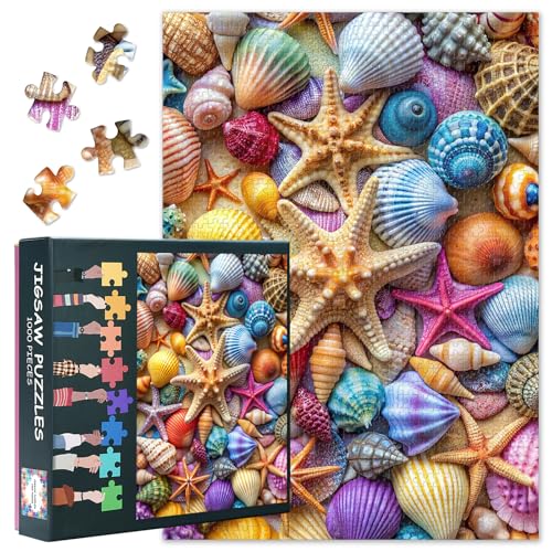 Puzzle 1000 Teile für Erwachsene, Muschel- und Seestern-Puzzles, Seestern-Puzzle für Erwachsene, 1000 Teile, Muschel-unmögliches Puzzle für Erwachsene, 50,8 x 68,9 cm von TISHIRON