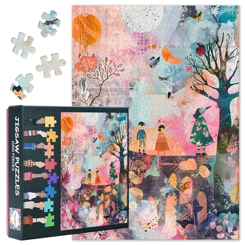 Puzzle 1000 Teile für Erwachsene, Waldkinder, Spaziergang für Erwachsene, intellektuelles pädagogisches 1000-teiliges Puzzle, fertige Größe 50 x 70 cm von TISHIRON