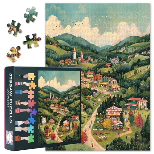 Puzzle 1000 Teile für Erwachsene - Sommerliche Kleinstadt, Malerische Dorfszenerie & Landschaftsmotiv, Premium 1000-Teile Puzzle für Erwachsene, Format 50x70cm Puzzle 1000 Teile für Erwachsene - Sommerliche Kleinstadt, Malerische Dorfszenerie & Landschaftsmotiv, Premium 1000-Teile Puzzle für Erwachsene, Format 50x70cm von TISHIRON
