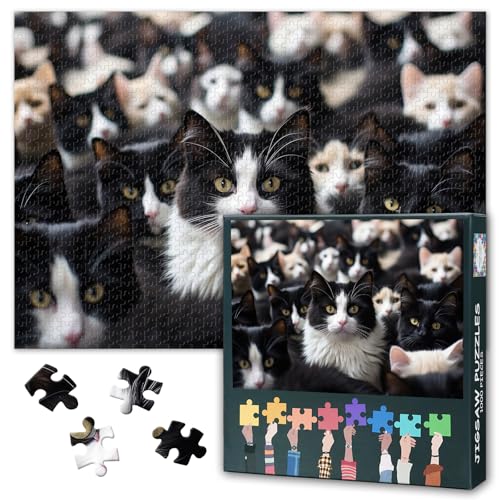 Puzzle 1000 Teile für Erwachsene Süße Katzen-Kollektion Mehrere Niedliche Kätzchen-Gesichter Haustiere Puzzle Kunst Entspannende Stressabbau-Aktivität Katzenliebhaber Geschenkidee 70 x 50 cm Puzzle 1000 Teile für Erwachsene Süße Katzen-Kollektion Mehrere Niedliche Kätzchen-Gesichter Haustiere Puzzle Kunst Entspannende Stressabbau-Aktivität Katzenliebhaber Geschenkidee 70 x 50 cm von TISHIRON