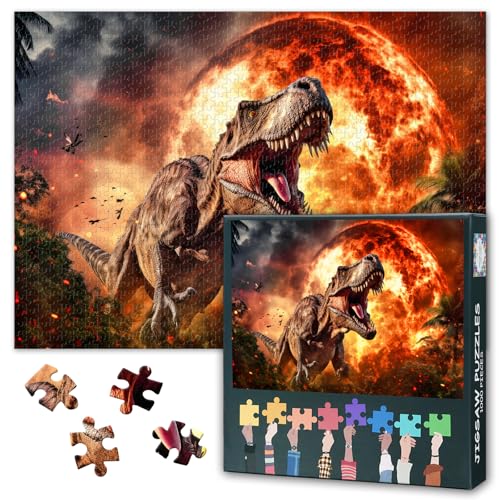 Puzzle 1000 Teile für Erwachsene T-Rex Dinosaurier im Urwald mit Feurigem Rauch-Hintergrund Prähistorische Szene Herausforderndes Puzzle Kunst Dino-Liebhaber Geschenk Jurassic-Abenteuer 70 x 50 cm Puzzle 1000 Teile für Erwachsene T-Rex Dinosaurier im Urwald mit Feurigem Rauch-Hintergrund Prähistorische Szene Herausforderndes Puzzle Kunst Dino-Liebhaber Geschenk Jurassic-Abenteuer 70 x 50 cm von TISHIRON