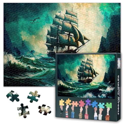Puzzle 1000 Teile für Erwachsene Vintage Segelschiff auf dem Ozean Klassische Nautische Kunst Schönes Seelandschafts Gemälde Herausfordernde Puzzle Aktivität Familienspielabend Wohnzimmer Deko Puzzle 1000 Teile für Erwachsene Vintage Segelschiff auf dem Ozean Klassische Nautische Kunst Schönes Seelandschafts Gemälde Herausfordernde Puzzle Aktivität Familienspielabend Wohnzimmer Deko von TISHIRON