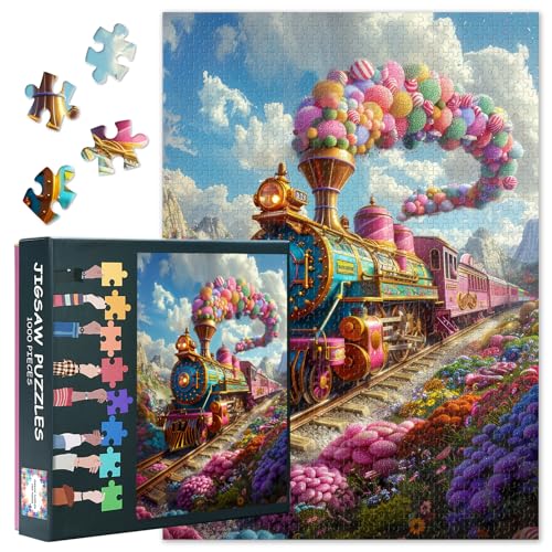 Puzzle Puzzles 1000 Stücke für Erwachsene Farben Dampfzug Puzzles für Erwachsene Herausforderndes Familienspiel Ideal für Puzzle Enthusiasten Home Wanddekoration Fertige Größe: 70x50cm von TISHIRON
