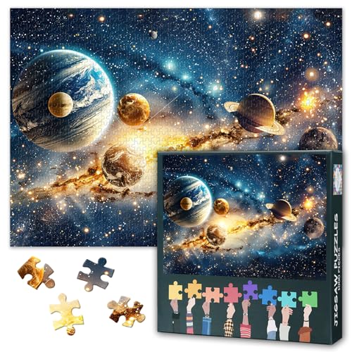Puzzle Puzzles 1000 Stücke für Erwachsene Planeten im Sonnensystem Puzzles für Erwachsene Home Wanddekoration Geeignet für Spielnächte Jugendlicher Familienspielzeug Fertige Größe: 70x50cm von TISHIRON