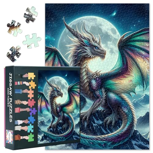 Puzzle für Erwachsene, 1000 Teile, Drache, herausforderndes Puzzle, Fantasy-Kunst, 69 x 50 cm, Mond- und Bergfamilien-Lernspiel und einzigartiges Wohnzimmer-Dekor, Entspannungsgeschenk Puzzle für Erwachsene, 1000 Teile, Drache, herausforderndes Puzzle, Fantasy-Kunst, 69 x 50 cm, Mond- und Bergfamilien-Lernspiel und einzigartiges Wohnzimmer-Dekor, Entspannungsgeschenk von TISHIRON