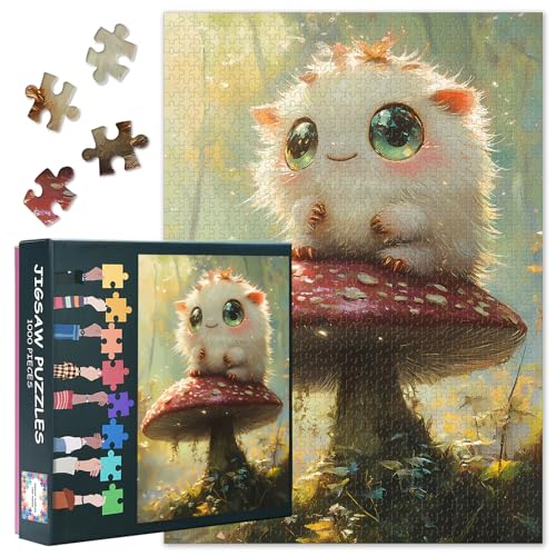 Puzzle für Erwachsene, 1000 Teile, herausforderndes Puzzle, niedliche Tierkunst, 69 x 50 cm, Familien-Lernspiel und einzigartiges Wohnzimmer-Dekor-Geschenk (Pilz-Serie) von TISHIRON