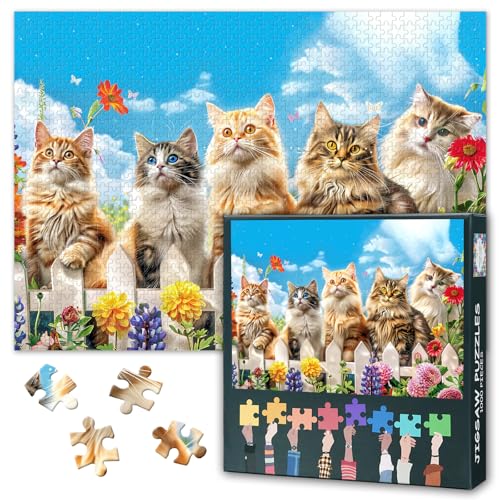 Puzzle für Erwachsene, 1000 Teile – Charmante persische Katzen in einem blühenden Garten, malerische Kunst-Puzzle, coolste Erwachsenen-Puzzles – Fertige Größe ist 70 x 50 cm Puzzle für Erwachsene, 1000 Teile – Charmante persische Katzen in einem blühenden Garten, malerische Kunst-Puzzle, coolste Erwachsenen-Puzzles – Fertige Größe ist 70 x 50 cm von TISHIRON