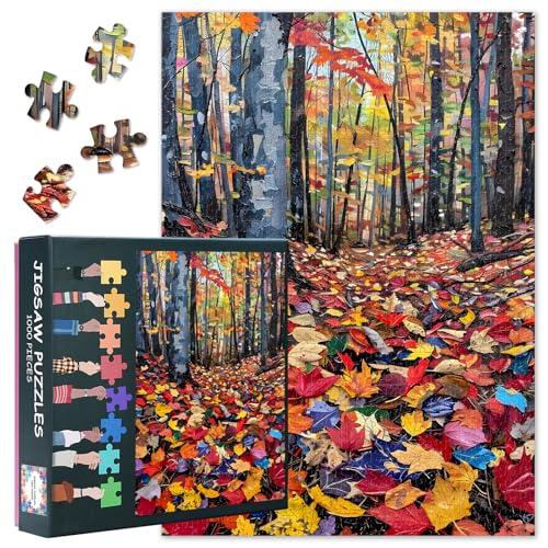 Puzzle für Erwachsene, 1000 Teile gefallene Blätter, anspruchsvolles Puzzle, Waldlandschaftskunst, 70 x 50 cm, Familien-Lernspiel & einzigartiges Wohnzimmer-Dekor-Geschenk (Baum-Serie) von TISHIRON