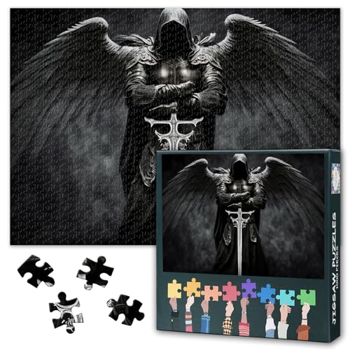 Puzzle für Erwachsene, Dark Warrior Angel 1000-teiliges Puzzle, Krieger mit mittelalterlichem Schwert, dunkle Erwachsenenpuzzle, fertige Größe 50 x 70 cm Puzzle für Erwachsene, Dark Warrior Angel 1000-teiliges Puzzle, Krieger mit mittelalterlichem Schwert, dunkle Erwachsenenpuzzle, fertige Größe 50 x 70 cm von TISHIRON