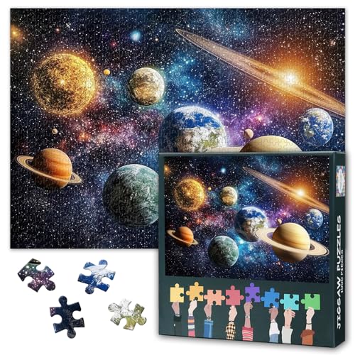 Puzzle für Erwachsene, Sonnensystem, Planeten, Puzzle, lustige Herausforderung und geistige Übung, Wanddekoration für Zuhause, Handarbeit, Größe: 50,5 x 70,5 cm, 1000 Teile Puzzle für Erwachsene, Sonnensystem, Planeten, Puzzle, lustige Herausforderung und geistige Übung, Wanddekoration für Zuhause, Handarbeit, Größe: 50,5 x 70,5 cm, 1000 Teile von TISHIRON