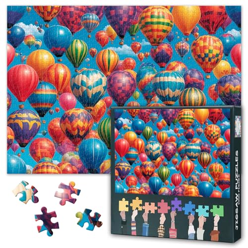 Puzzle für Erwachsene 1000 Teile, Bunte Heißluftballons am blauen Himmel, 1000 Teile Puzzle für Erwachsene, 50x70cm von TISHIRON
