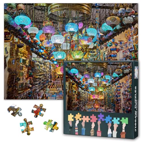 Puzzle für Erwachsene 1000 Teile, Kunstvolles Mosaik-Lampen-Laden Motiv Premium Puzzles mit detailreichen Lichtladen-Szene, Geschenkidee für Puzzle-Liebhaber - Format 50x70 cm Puzzle für Erwachsene 1000 Teile, Kunstvolles Mosaik-Lampen-Laden Motiv Premium Puzzles mit detailreichen Lichtladen-Szene, Geschenkidee für Puzzle-Liebhaber - Format 50x70 cm von TISHIRON