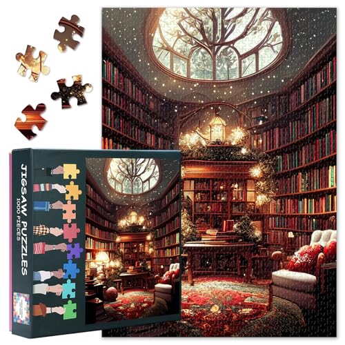 Puzzle für Erwachsene 1000 Teile - Historische Bibliothek mit Alten Holzregalen & staubigen Bücherstapeln, Premium Puzzle 1000 Teile für Erwachsene (50x70cm) von TISHIRON