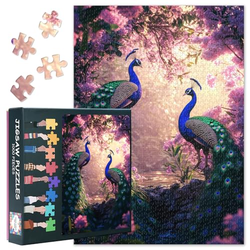 Puzzle für Erwachsene 1000 Teile - Prächtiger Pfau in blühendem Garten, Premium Natur-Puzzle mit farbenfroher Blumengarten-Szene, Geschenkidee für Erwachsene, 50x70 cm Puzzle für Erwachsene 1000 Teile - Prächtiger Pfau in blühendem Garten, Premium Natur-Puzzle mit farbenfroher Blumengarten-Szene, Geschenkidee für Erwachsene, 50x70 cm von TISHIRON