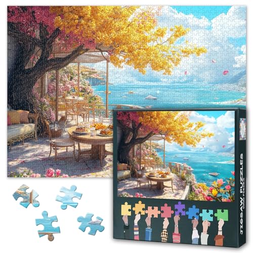 Puzzle für Erwachsene 1000 Teile - Premium Puzzle mit Traumhafter Meeresburg und Panorama-Blick aufs Meer, Kunstvolles 1000-Teile-Puzzle als Geschenkidee(50x70 cm) von TISHIRON