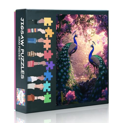 Puzzle mit 1000 Teilen für Erwachsene – Majestätische Pfauen im blühenden Garten mit lebendiger Blumenkunst, exotischem Vogel und Blume, 1000-teiliges Puzzle für Erwachsene, Premium-Puzzlebrett 69,8 x Puzzle mit 1000 Teilen für Erwachsene – Majestätische Pfauen im blühenden Garten mit lebendiger Blumenkunst, exotischem Vogel und Blume, 1000-teiliges Puzzle für Erwachsene, Premium-Puzzlebrett 69,8 x von TISHIRON