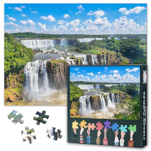Puzzle mit 1000 Teilen für Erwachsene: Iguazu Wasserfälle Landschaft, Premium-Qualität, extra dicke Teile und lebendige Farben, Familienspielabend, Stressabbau-Geschenk, anspruchsvolles von TISHIRON