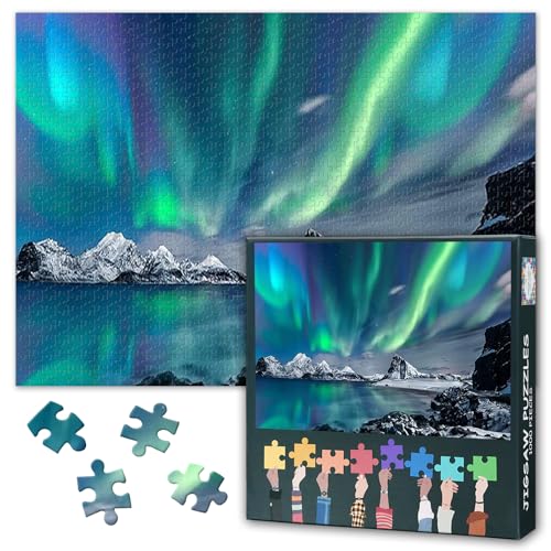 Puzzles 1000 Teile, Aurora Licht Puzzle Erwachsene, Schneeberg 1000 Teile Puzzles für Erwachsene, Puzzle Impossible Geschicklichkeitsspiel für die Ganze Familie 70 x 50 cm Puzzles 1000 Teile, Aurora Licht Puzzle Erwachsene, Schneeberg 1000 Teile Puzzles für Erwachsene, Puzzle Impossible Geschicklichkeitsspiel für die Ganze Familie 70 x 50 cm von TISHIRON
