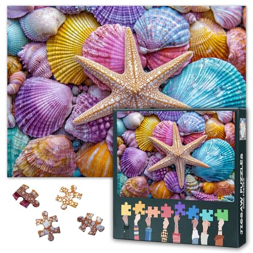 Puzzles 1000 Teile, Bunte Muscheln und Seestern Puzzle Erwachsene, Muscheln und Seestern 1000 Teile Puzzles für Erwachsene, 70 x 50 cm Puzzle Impossible Geschicklichkeitsspiel für die Ganze Familie von TISHIRON