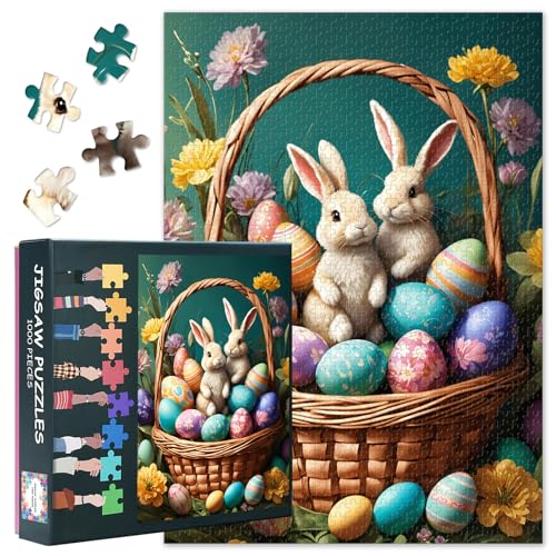 Puzzles 1000 Teile, Farbenfrohe Ostereier Puzzle Erwachsene, Frohe Ostern 1000 Teile Puzzles für Erwachsene, 70 x 50cm Puzzle Impossible Geschicklichkeitsspiel für die Ganze Familie von TISHIRON