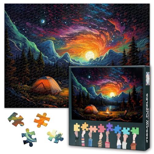 Puzzles 1000 Teile, Lake Puzzle Erwachsene, Camping in den Bergen 1000 Teile Puzzles für Erwachsene, 70 x 50cm Puzzle Impossible Geschicklichkeitsspiel für die Ganze Familie Puzzles 1000 Teile, Lake Puzzle Erwachsene, Camping in den Bergen 1000 Teile Puzzles für Erwachsene, 70 x 50cm Puzzle Impossible Geschicklichkeitsspiel für die Ganze Familie von TISHIRON