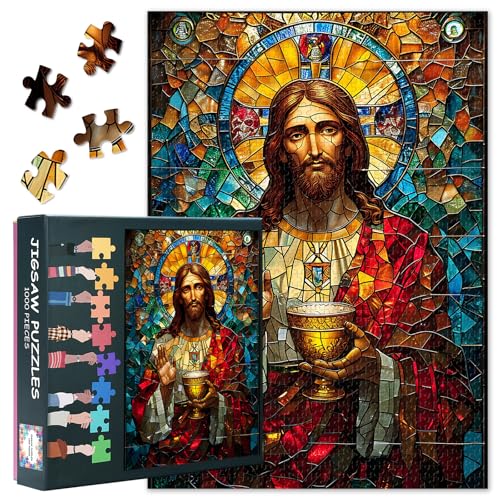 Puzzles 1000 Teile Juses, Heiliges Abendmahl Puzzle Erwachsene, Vielfältiges Glas Stil 1000 Teile Puzzles für Erwachsene, 70 x 50 cm Puzzle Impossible Geschicklichkeitsspiel für die Ganze Familie von TISHIRON