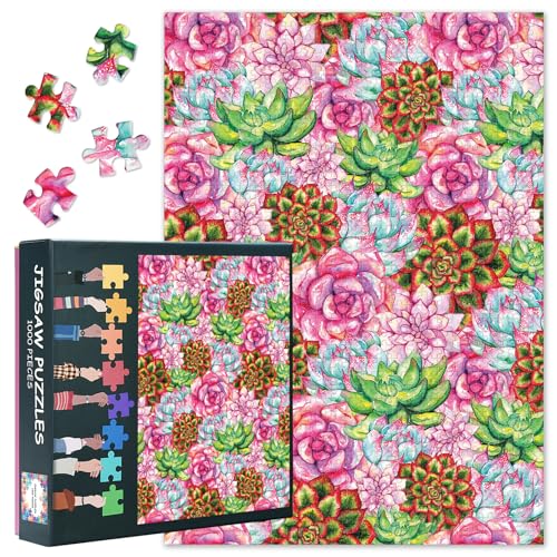 Puzzles 1000 Teile Pflanzen, Fleisch Kaktus Blumenpflanzen Puzzle Erwachsene, Saftig 1000 Teile Puzzles für Erwachsene, 70x50cm Puzzle Impossible Geschicklichkeitsspiel für die Ganze Familie von TISHIRON