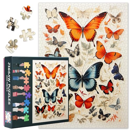 Puzzles 1000 Teile Schmetterling, Entomologische Sammlung Puzzle Erwachsene, 1000 Teile Puzzles für Erwachsene, 70 x 50cm Puzzle Impossible Geschicklichkeitsspiel für die Ganze Familie von TISHIRON