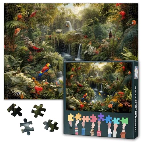 Puzzles 1000 Teile Tiere, Dschungel Strand Lagune Puzzle Erwachsene, Palmen und Tropische Blätter Puzzles für Erwachsene, 70 x 50cm Puzzle Impossible Geschicklichkeitsspiel für die Ganze Familie von TISHIRON