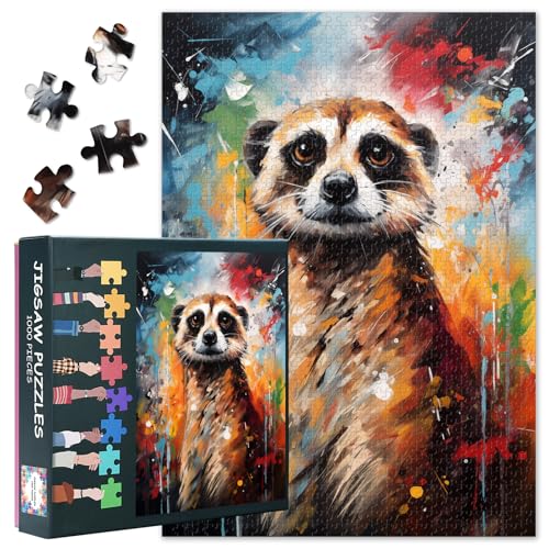 Puzzles for Adults 1000 Pieces Meerkat, Animal Jigsaw Puzzles, Adult Puzzle for Adults, Educational Fun Games or Toys for Elders Friends 50 x 70cm von TISHIRON