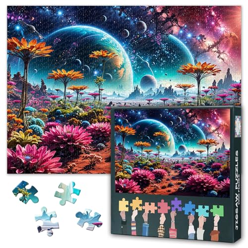Puzzles für Erwachsene, 1000 Teile, Sukkulenten, Planet, Hintergrund, Puzzle, herausforderndes Erwachsenen-Puzzle, Puzzle als Heimdekoration, fertige Größe 50 x 70 cm von TISHIRON